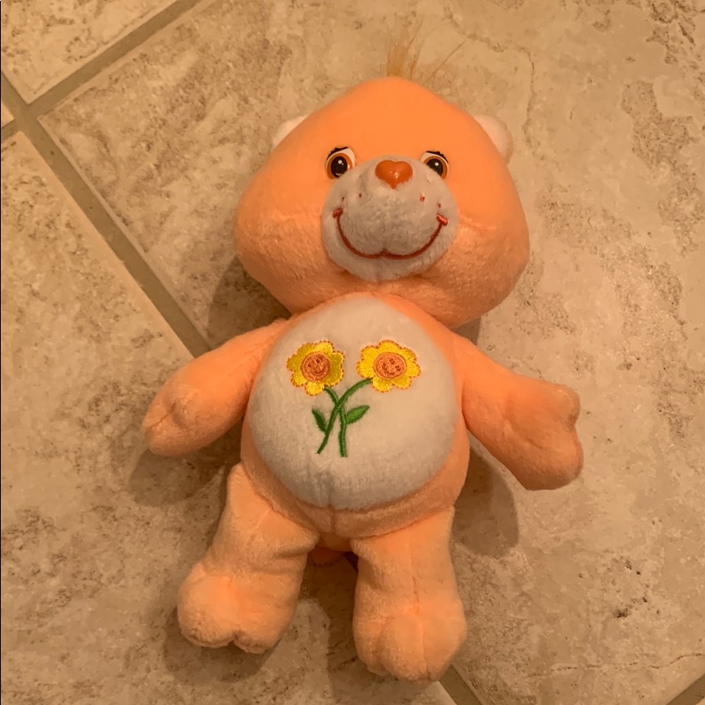 Care Bears Friend Bear Plush Orange Stuffed Animal Flowers Toy Vintage 2003